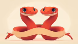 two cartoon looking orange lizards facing each other