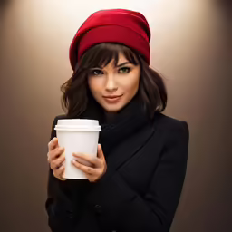 there is a woman that is holding a cup of coffee