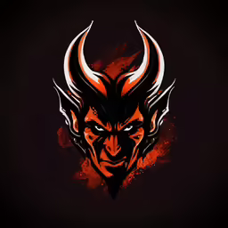 a devil face with orange and red spots on it