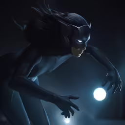 an image of the dark knight looking at the ball