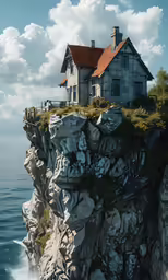 an ocean cliff house on top of a cliff