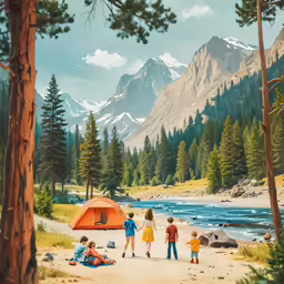 an image of children camping in the woods