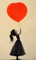 a girl holding onto a heart shaped balloon