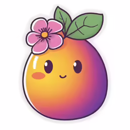 a peach with flowers on its head
