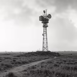 a tall tower sitting in the middle of a field