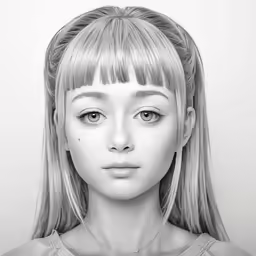 the girl with long hair is in a black and white photo