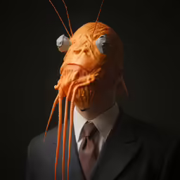 a man wearing a orange costume with long ties