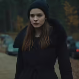 the girl is walking away from her car