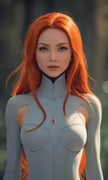 a very attractive woman in a futuristic suit