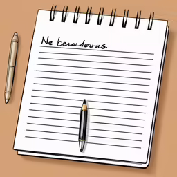 a note pad and a pen sitting on a table