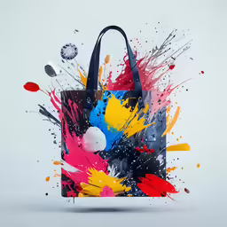 an artistic colorful bag on white background