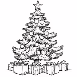 christmas tree with presents and presents on the floor