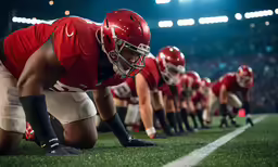 a football team lines up in uniform before the game