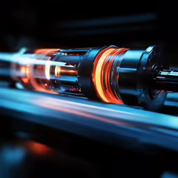 an industrial type machine cutting metal pipes