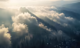 a view from a plane of some clouds in the air