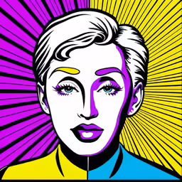 a woman with blonde hair and an expression in a pop art painting