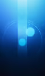 the abstract blue background features circles and bubbles