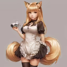 a beautiful young blond haired girl holding a mouse