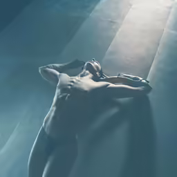 a woman is laying on the floor in her underwear