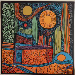 a drawing of an abstract art work,an abstract artwork piece is shown with a colorful background