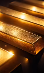 closeup of gold bars sitting on a table