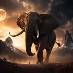 there is a very large elephant that is walking