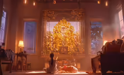 a woman sitting on a rug in front of a window