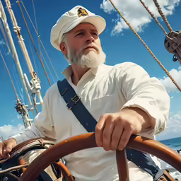 a close up of a man riding on a boat