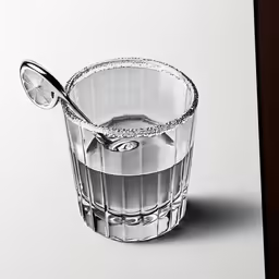a pencil drawing of an ice cube with spoon