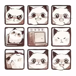 some cats have been drawn on a paper with some eyes