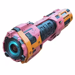 a pink and yellow toy with black accents