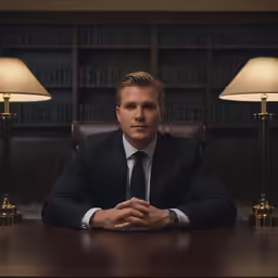 a man sitting at a desk in an office