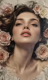 an image of a woman with roses on her hair