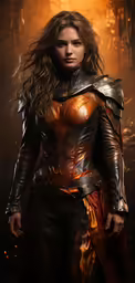 an attractive woman dressed in armor