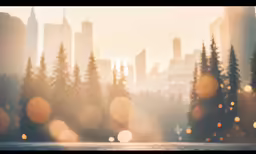the sun is shining brightly over a city skyline