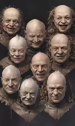 a bunch of faces that are shaped like people