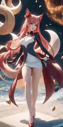 a girl with a cat ears costume is posing
