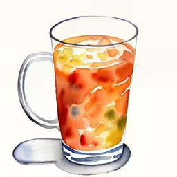 the drink is full of liquid and some oranges,a glass cup filled with fruit flavored drink