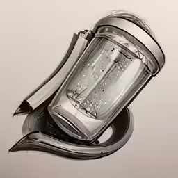 a pencil drawing of a jar on a saucer