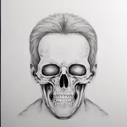 an image of a mans face and skull