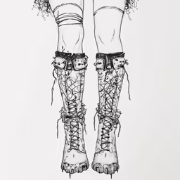 a drawing of legs wearing laces and stockings