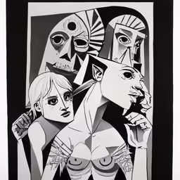 an abstract drawing with white paint and black ink