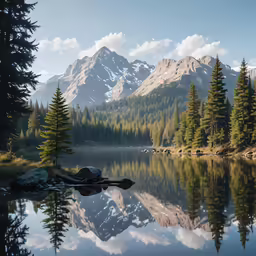 this is a scenic view of a lake and some mountains