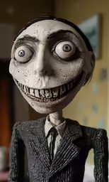 a close up of an action figure with big eyes