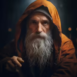 a man with a long beard and a hooded jacket