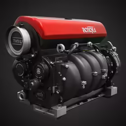 a diesel engine is shown with an extended cover
