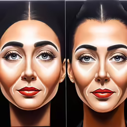 a drawing of two women wearing makeup and eyelashes