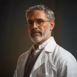 a man with grey hair and beard wearing glasses