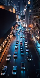 the cars are all stopped and are travelling in a row