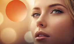 a closeup photo of the nose of a model with eye makeup and long eyelashes